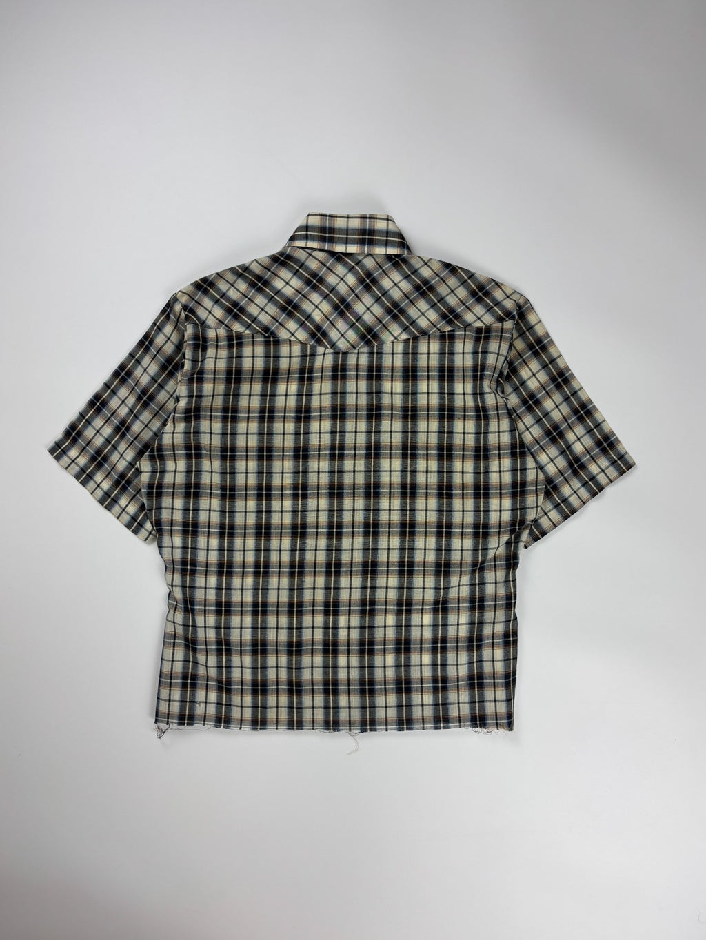 Vintage Western Plaid Cropped Button Up Shirt