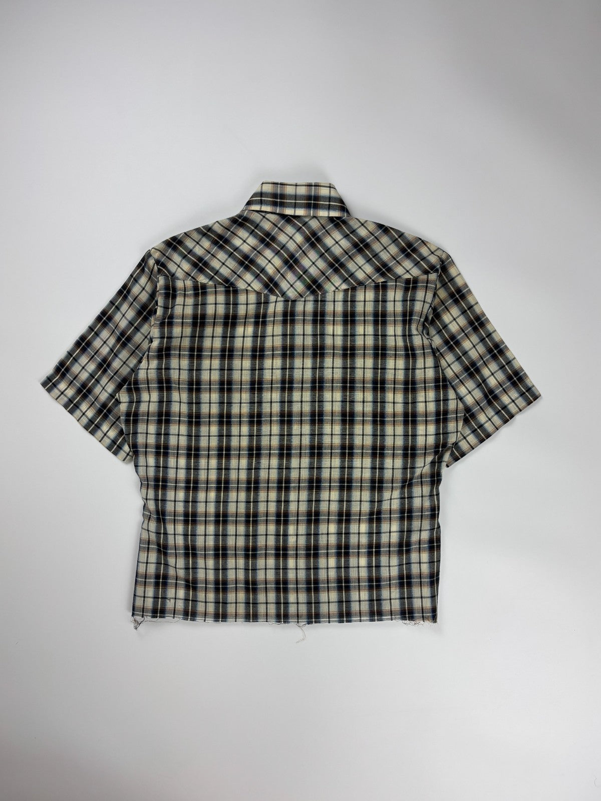 Vintage Western Plaid Cropped Button Up Shirt