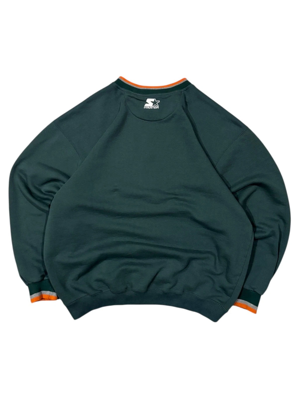 Vintage 1990s Starter Miami Hurricanes Sweatshirt - Large - Green - NCAA
