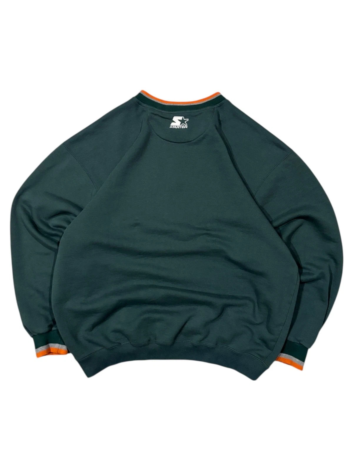 Vintage 1990s Starter Miami Hurricanes Sweatshirt - Large - Green - NCAA
