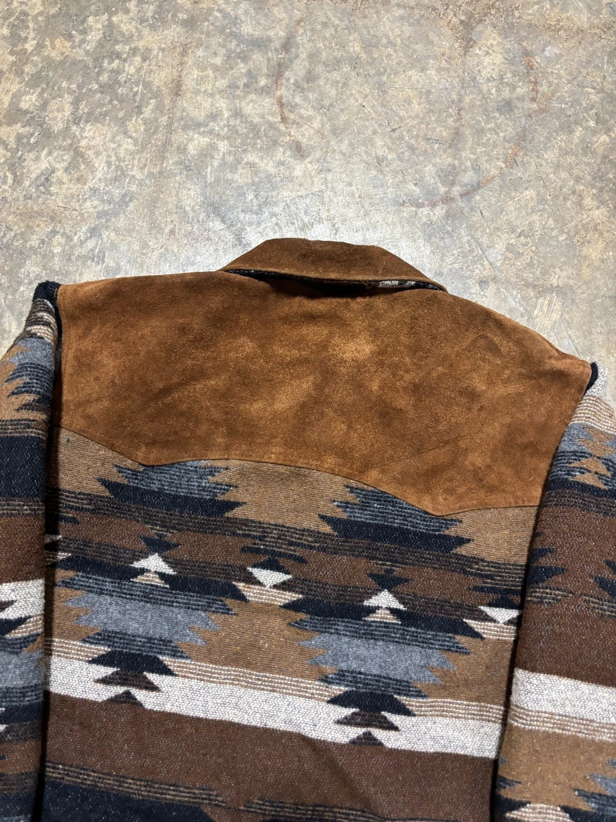 Vintage Hide House Aztec Jacket / Insulated Button Up Brown Coat / Size Medium