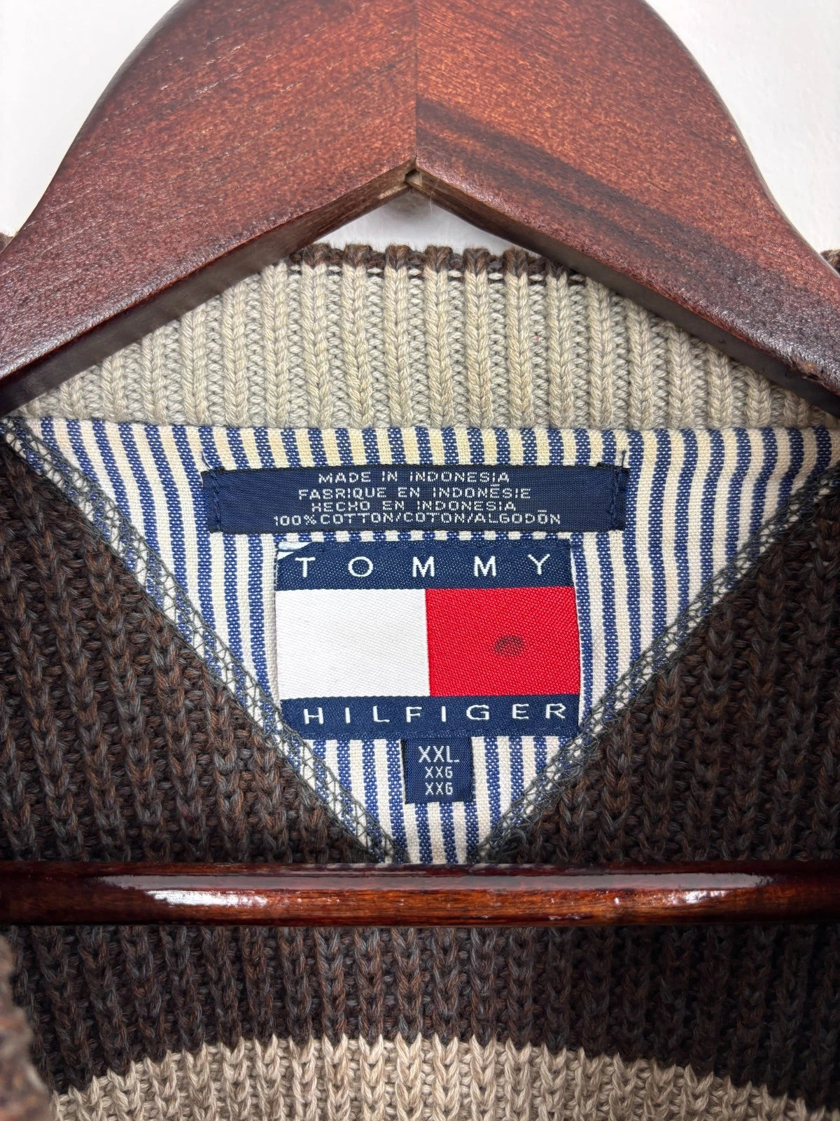 Vintage Brown Oversized Tommy Hilfiger Knit Sweater - Size XXL