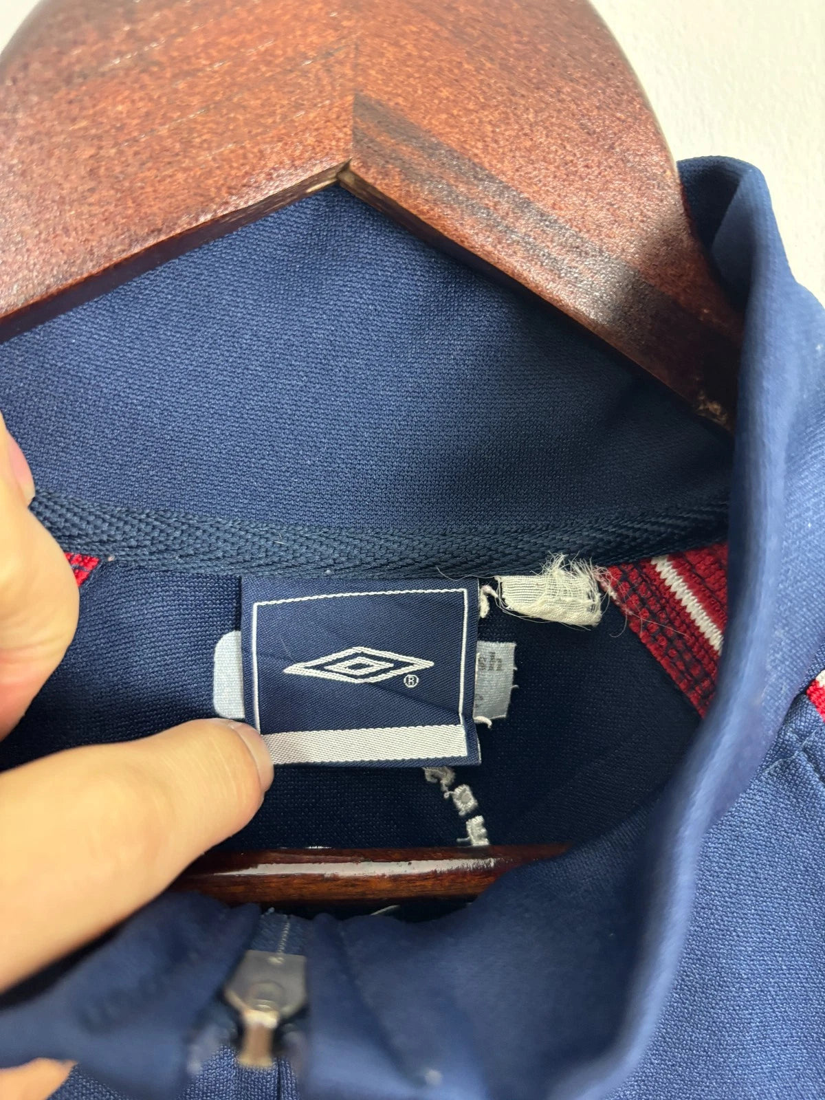 Vintage Blue Umbro England Jacket - Football Zip Up Athletic Wear - Size Large