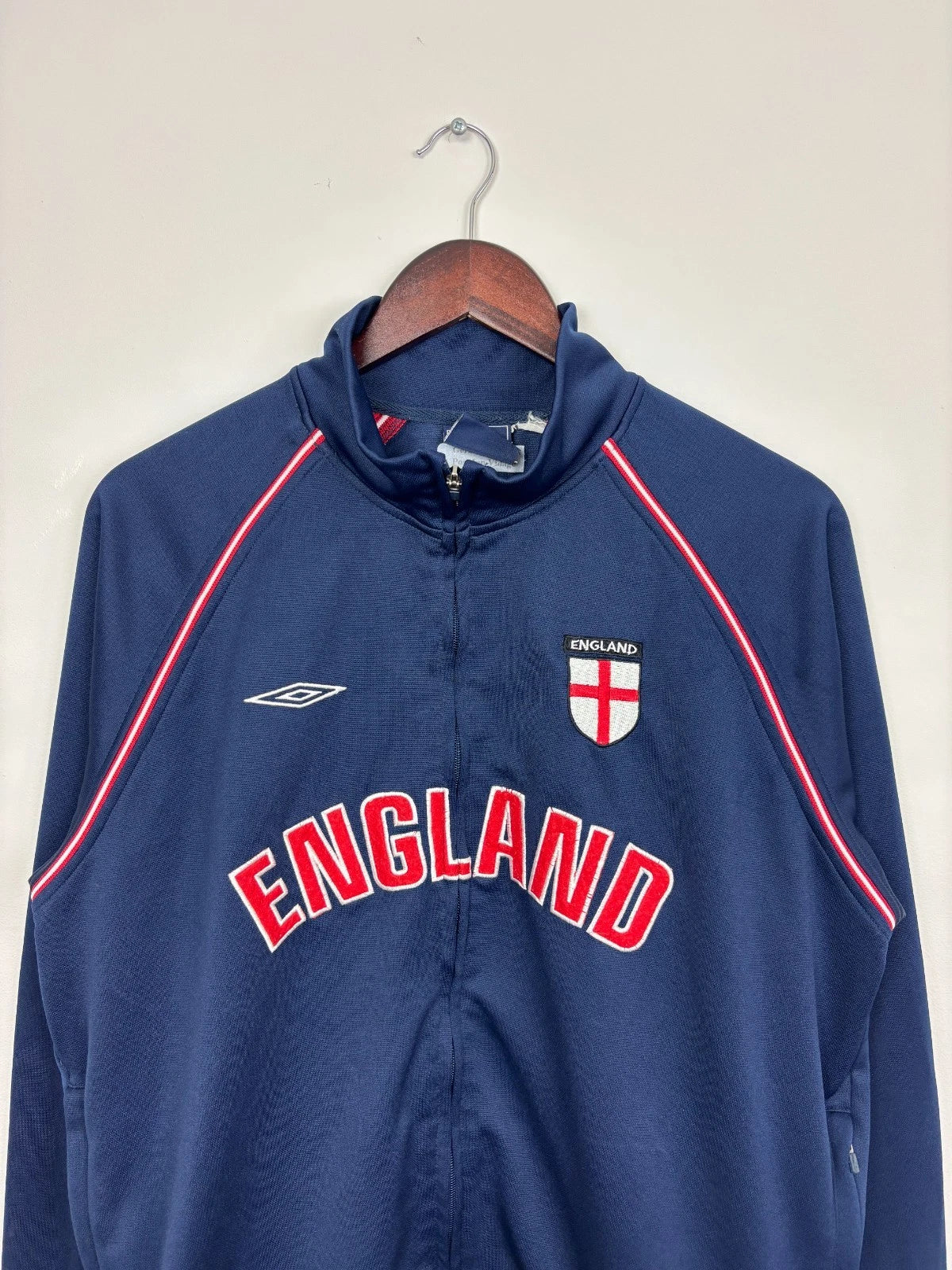 Vintage Blue Umbro England Jacket - Football Zip Up Athletic Wear - Size Large