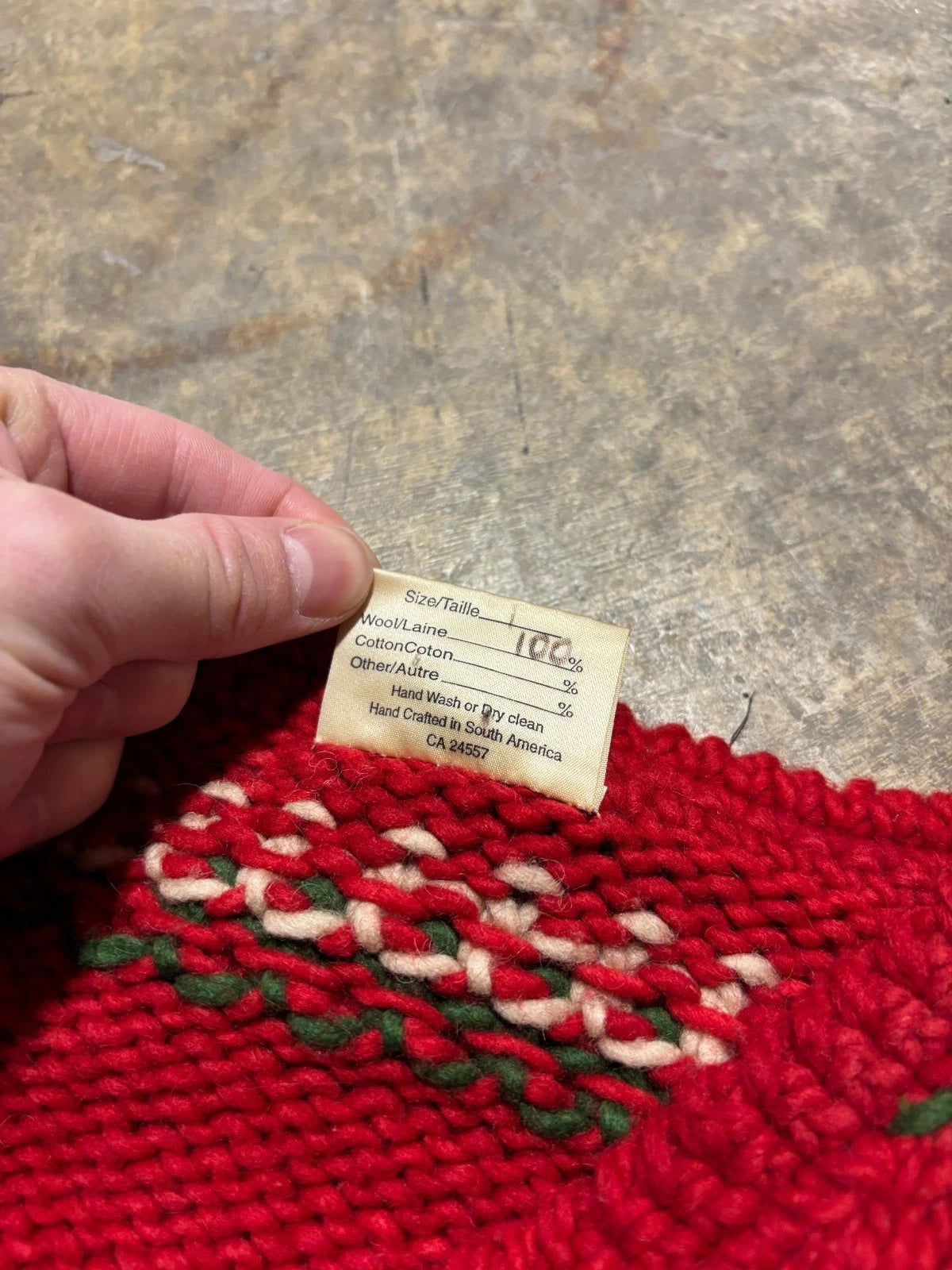 Vintage Golden Valley Hand Knit Wool Cardigan Sweater / Size Large / Red