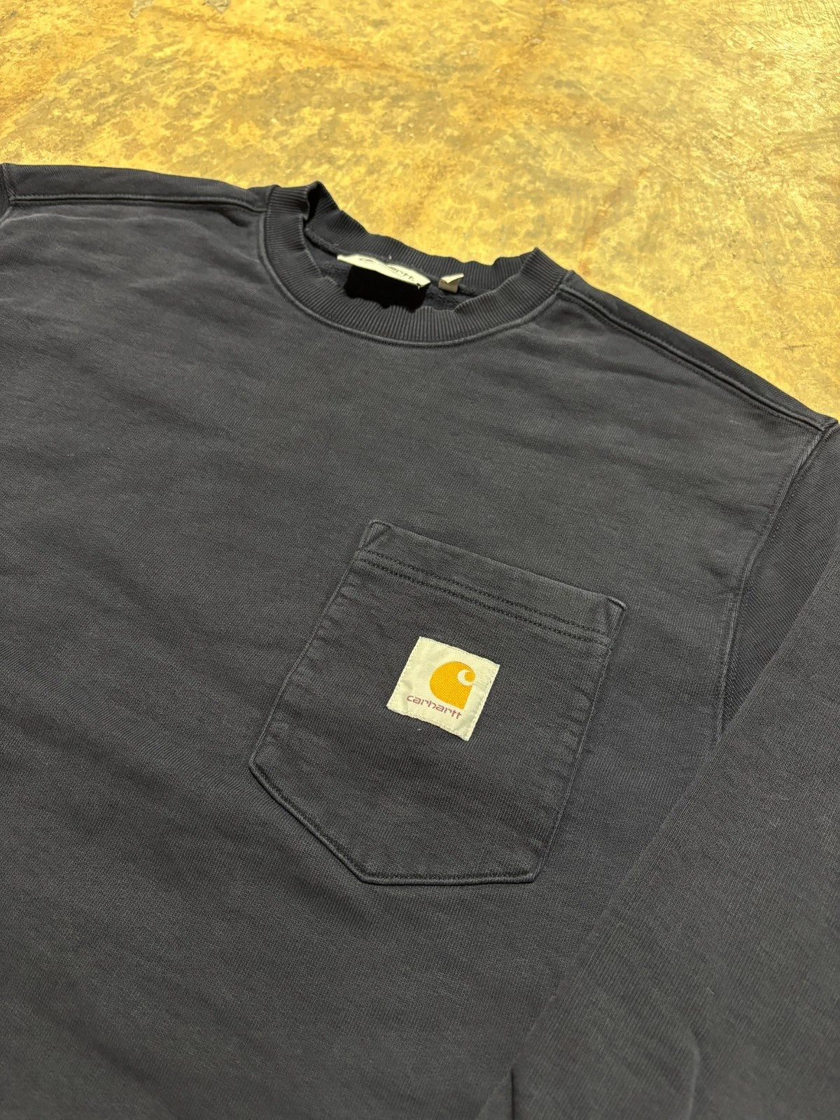 Vintage Carhartt Pocket Sweatshirt - Workwear Sweater - Size Medium - Navy Blue