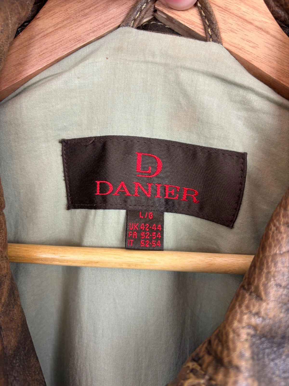 Vintage 1990s Danier Washed Brown Leather Jacket Size Large / Straight Cut Coat