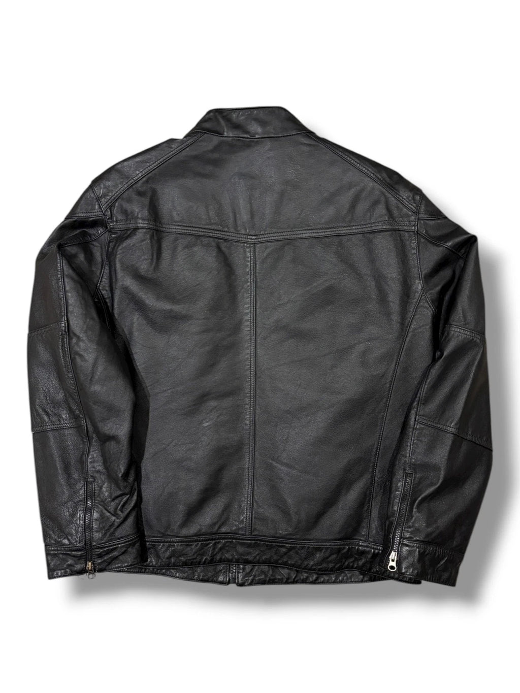 Vintage Black Danier Leather Jacket - XL - Straight Cut Insulated Coat