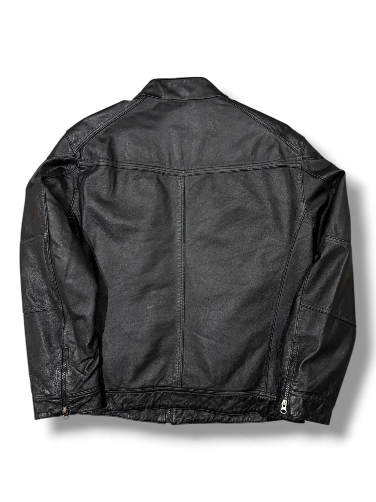 Vintage Black Danier Leather Jacket - XL - Straight Cut Insulated Coat