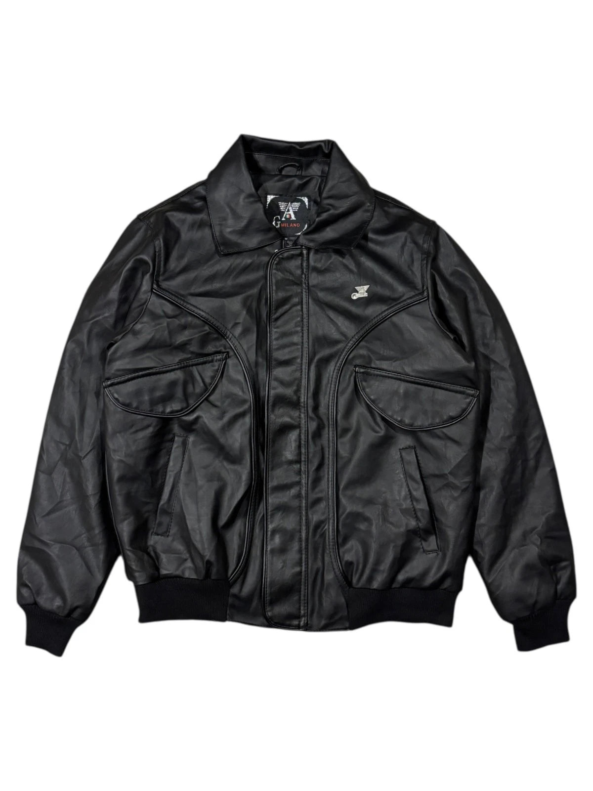 Vintage G Milano Black Leather Jacket - Size Medium - Bomber - Made in Italy