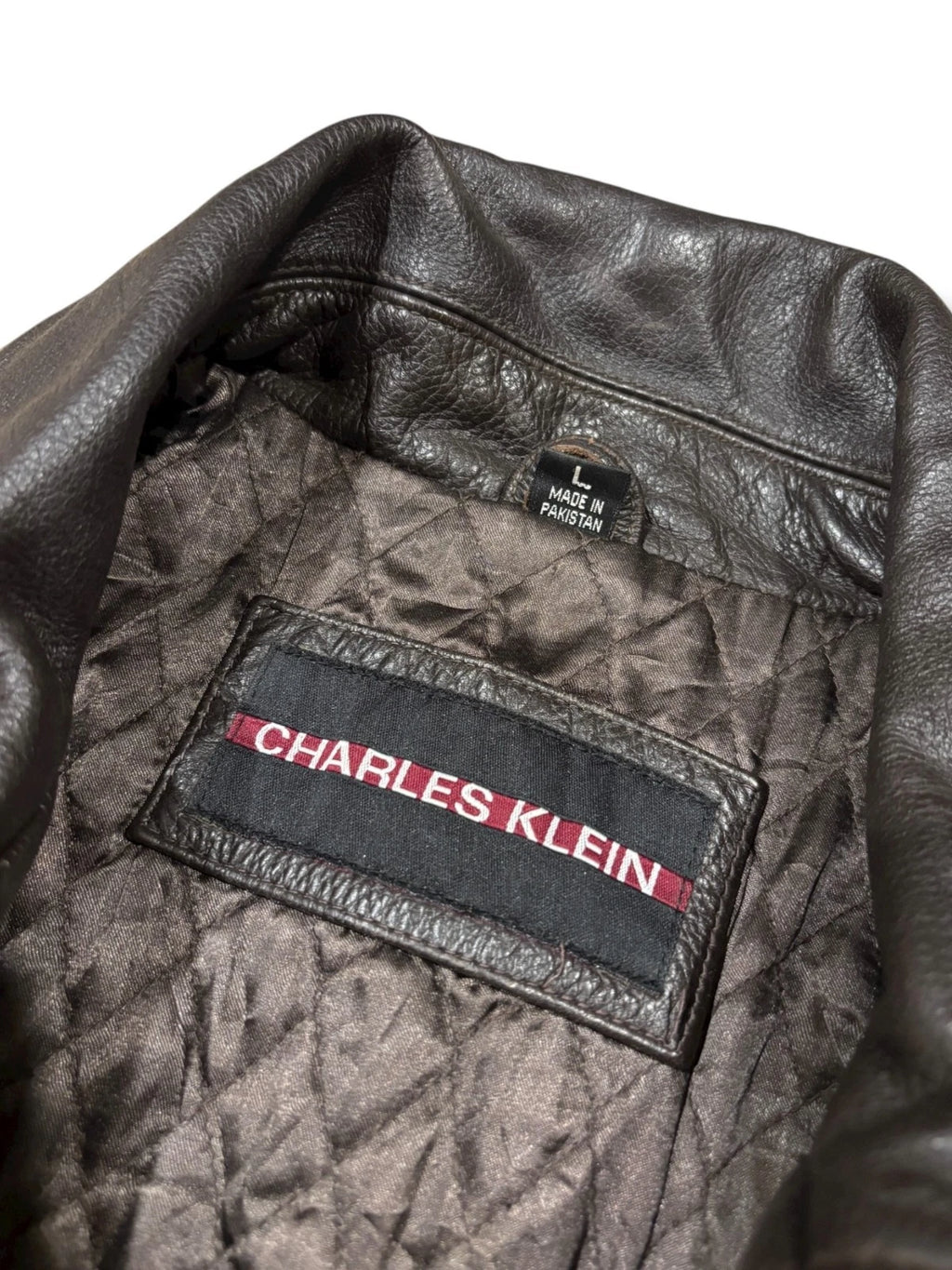 Vintage Dark Brown Leather Jacket - Large - Charles Klein Straight Cut Insulated