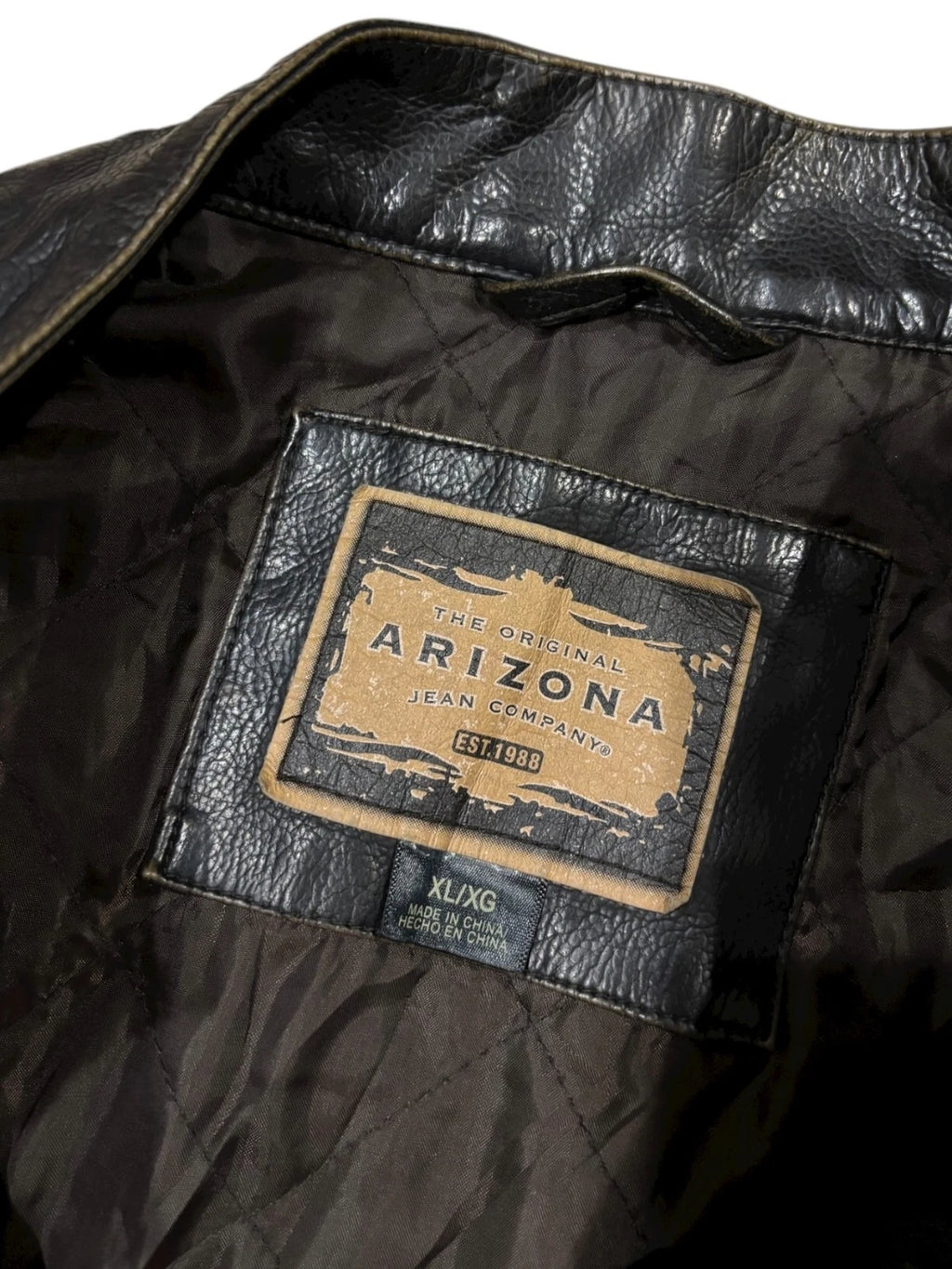 Vintage Black Leather Moto Jacket - XL - Arizona Straight Insulated Coat