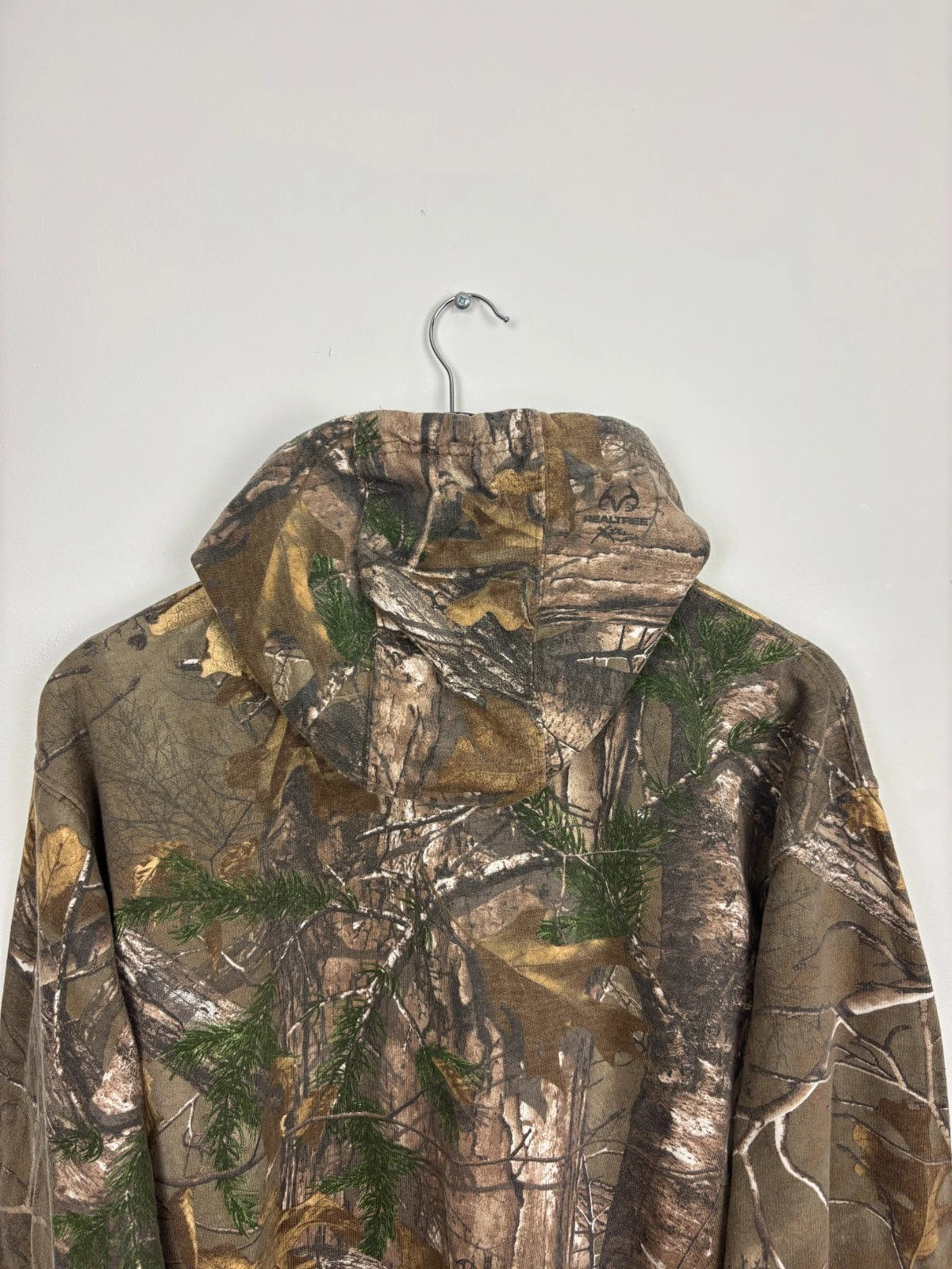 Vintage Real Tree Camo Hoodie - Green - Size Large