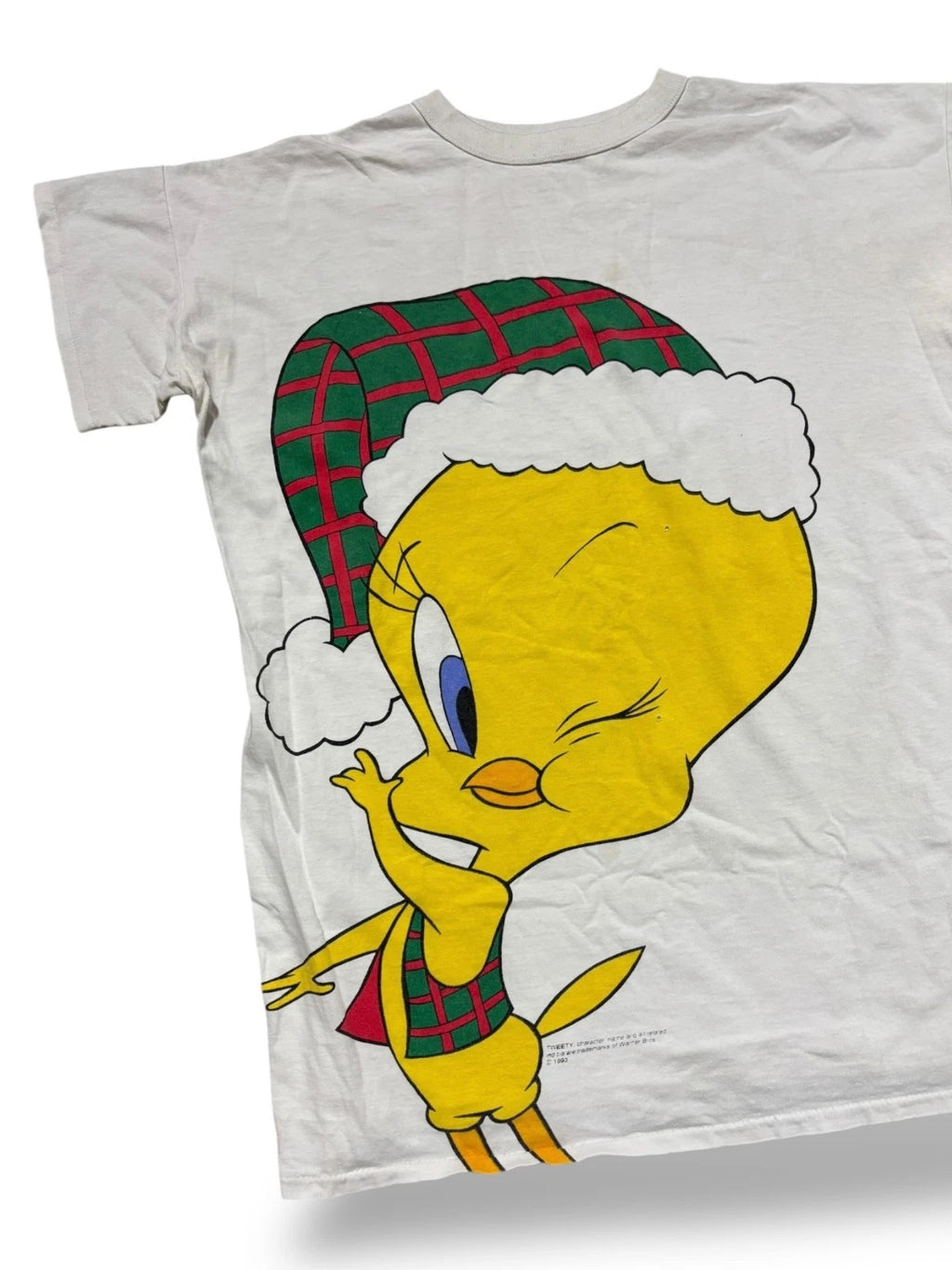 Vintage 1990s Christmas Looney Tunes T Shirt - Tweety Bird - XL - White