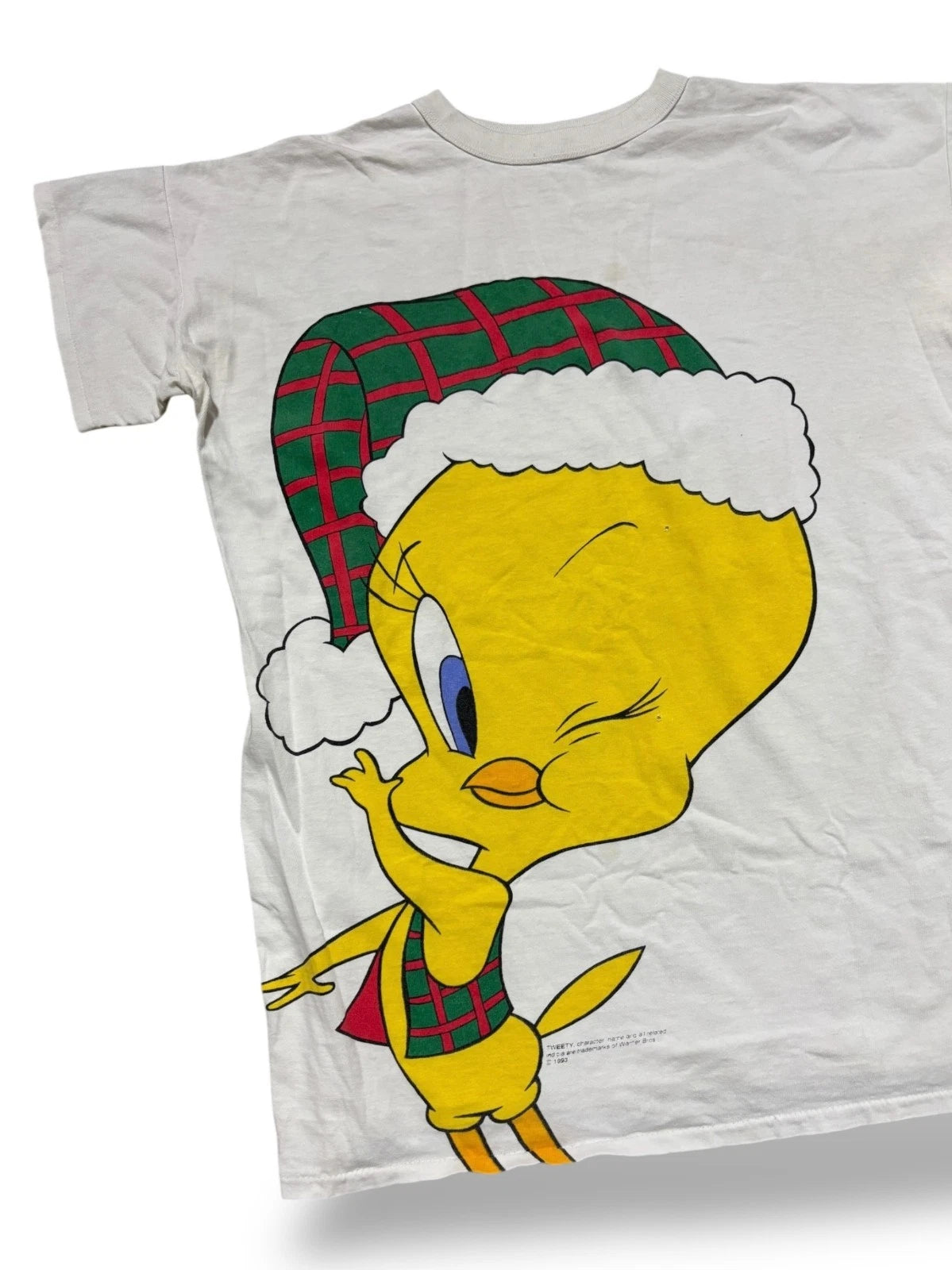 Vintage 1990s Christmas Looney Tunes T Shirt - Tweety Bird - XL - White