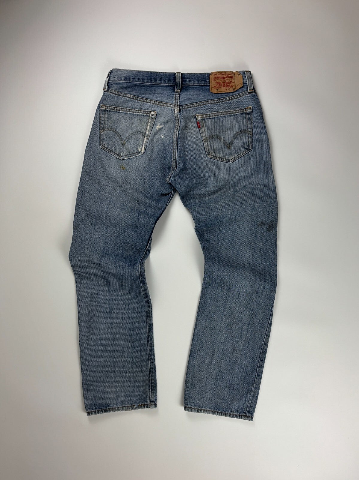 Vintage Levi Distressed Jeans / 501 Straight Fit Medium Wash Bottoms 33x32 Blue