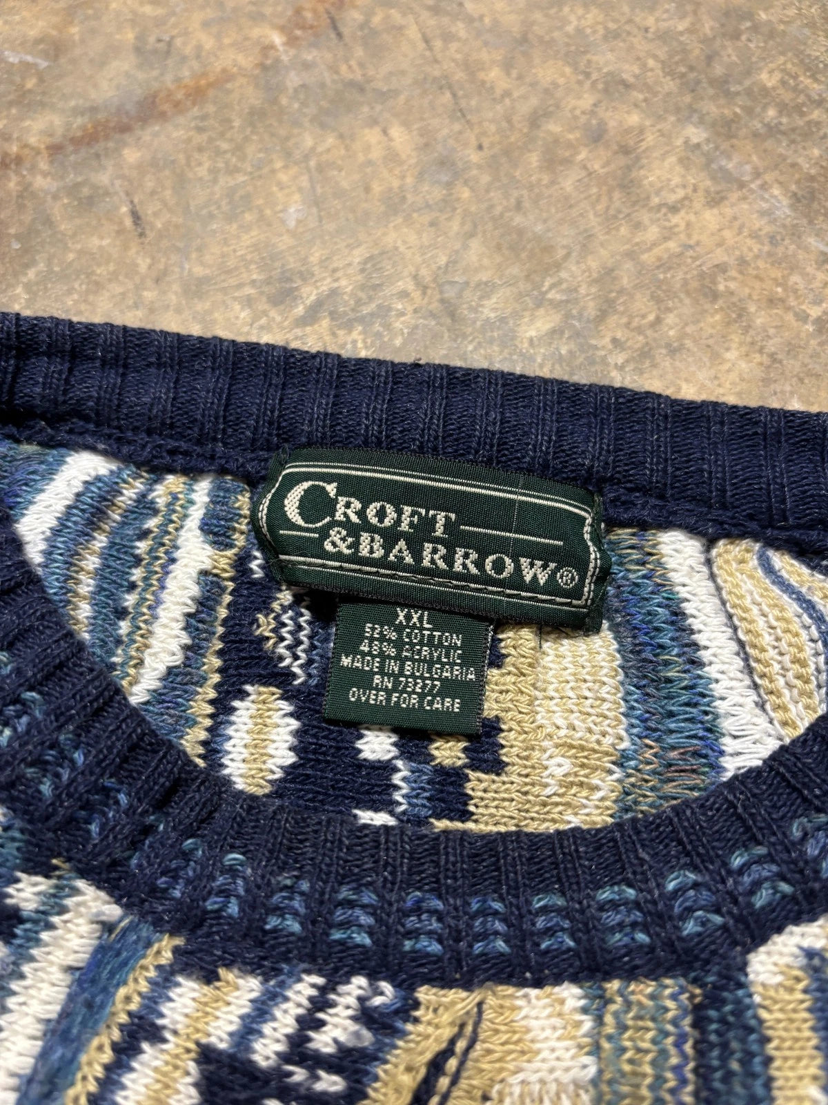 Vintage 3D Knit Pullover Sweater / Croft & Barrow / Size XXL / Multi Colour