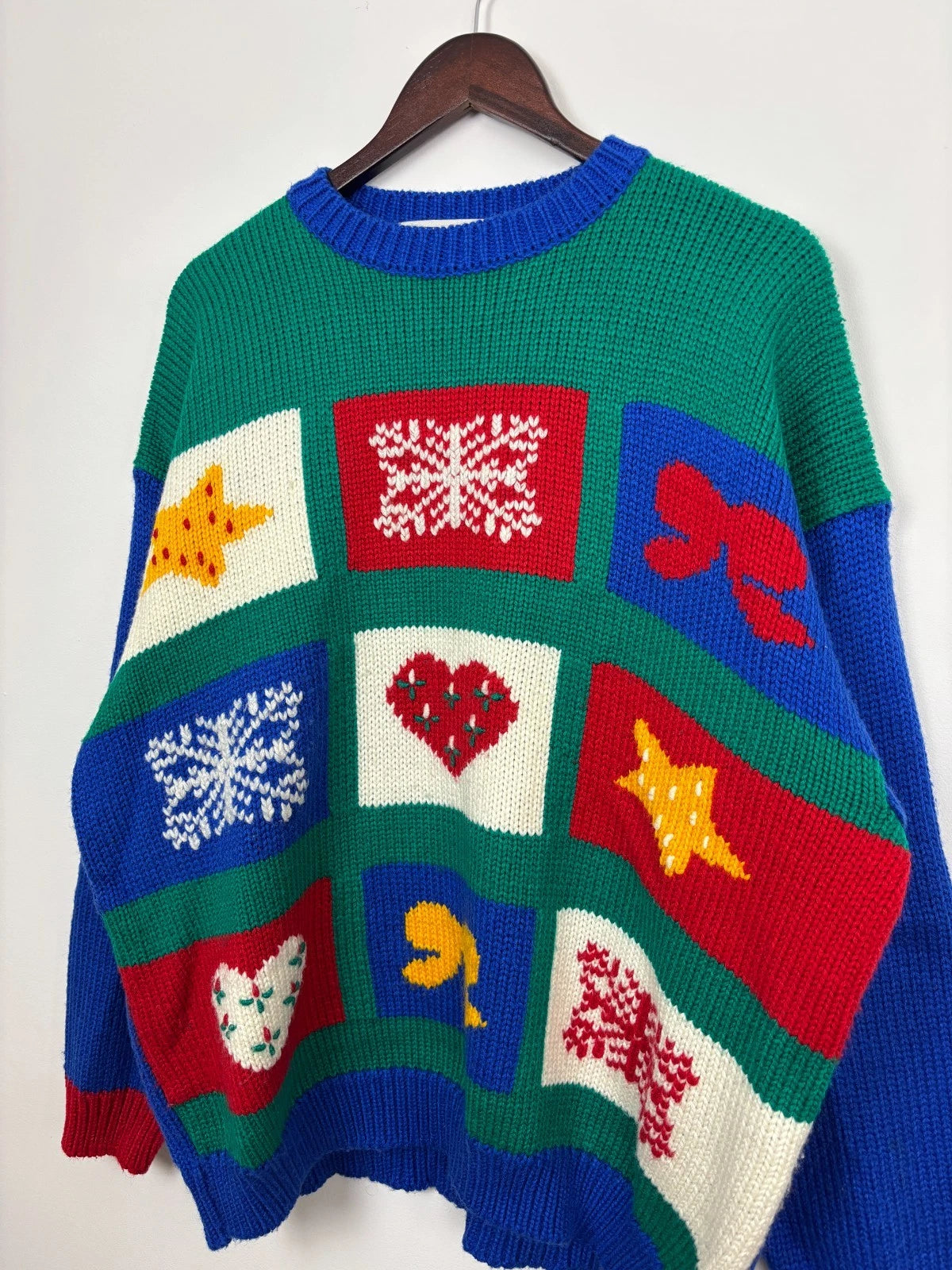 Vintage Christmas Knit Sweater - Green & Red Karen Scott Pullover - Size 2XL