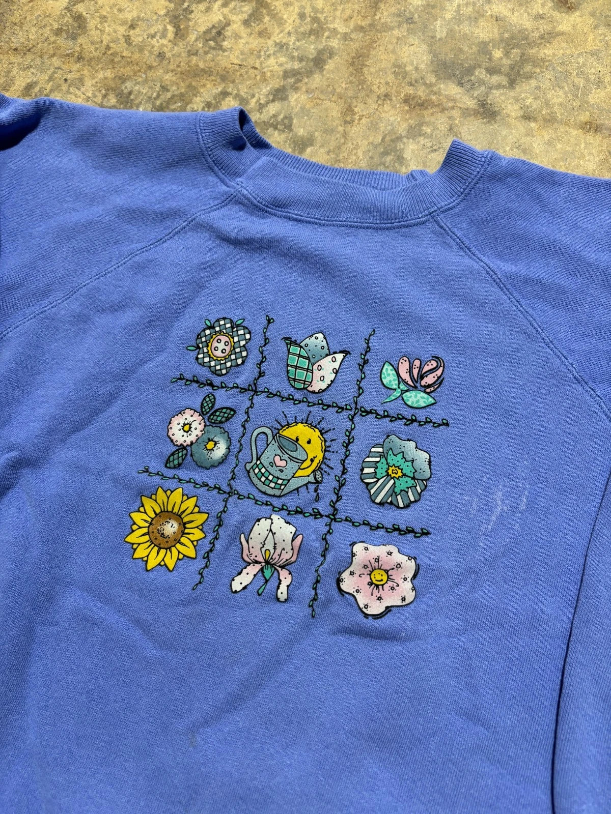 Vintage Tic Tac Toe Flower Sweatshirt - Size Womens Large - Purple
