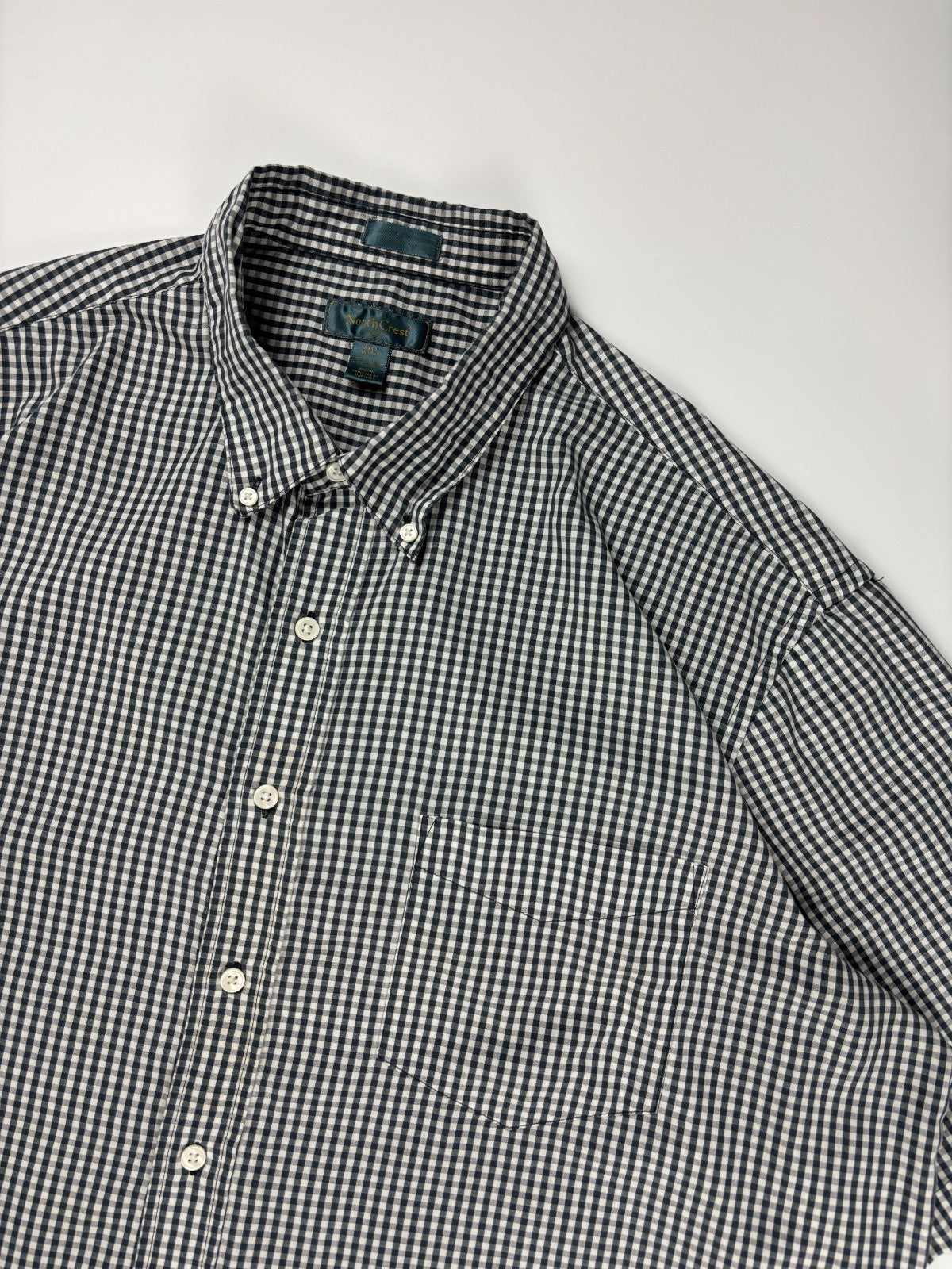 Vintage North Crest Plaid Cropped Button Up Shirt