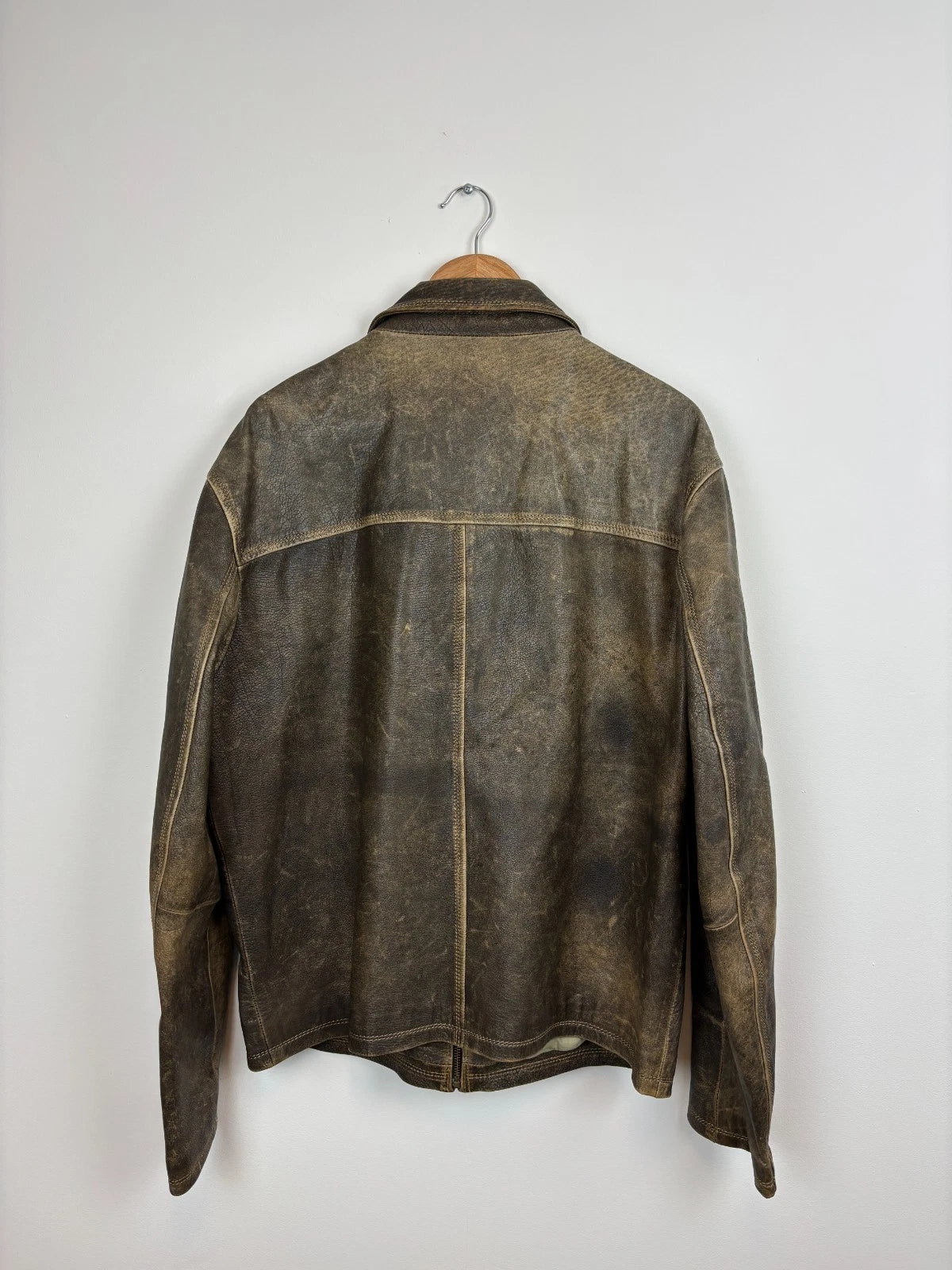 Vintage 1990s Danier Washed Brown Leather Jacket Size Large / Straight Cut Coat