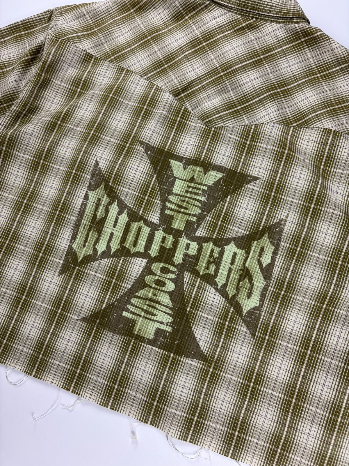 Vintage West Coast Choppers Plaid Cropped Button Up Shirt