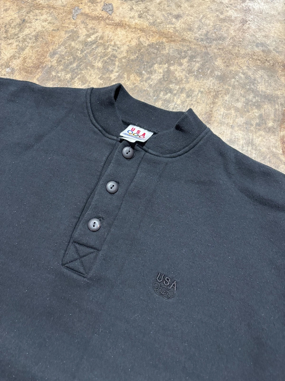 Vintage 1990s USA Olympics Sweatshirt - Winter Button Up Sweater - Size XL Black