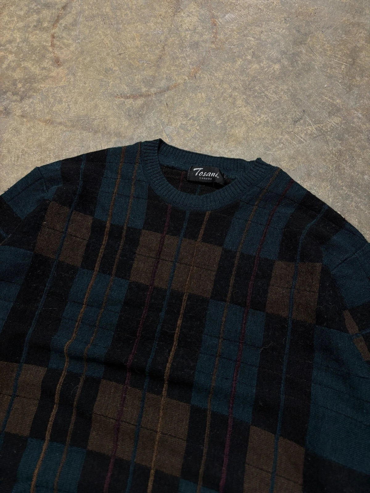 Vintage Tosani Pullover Knit Sweater / Size Medium / Green / Thin Layer