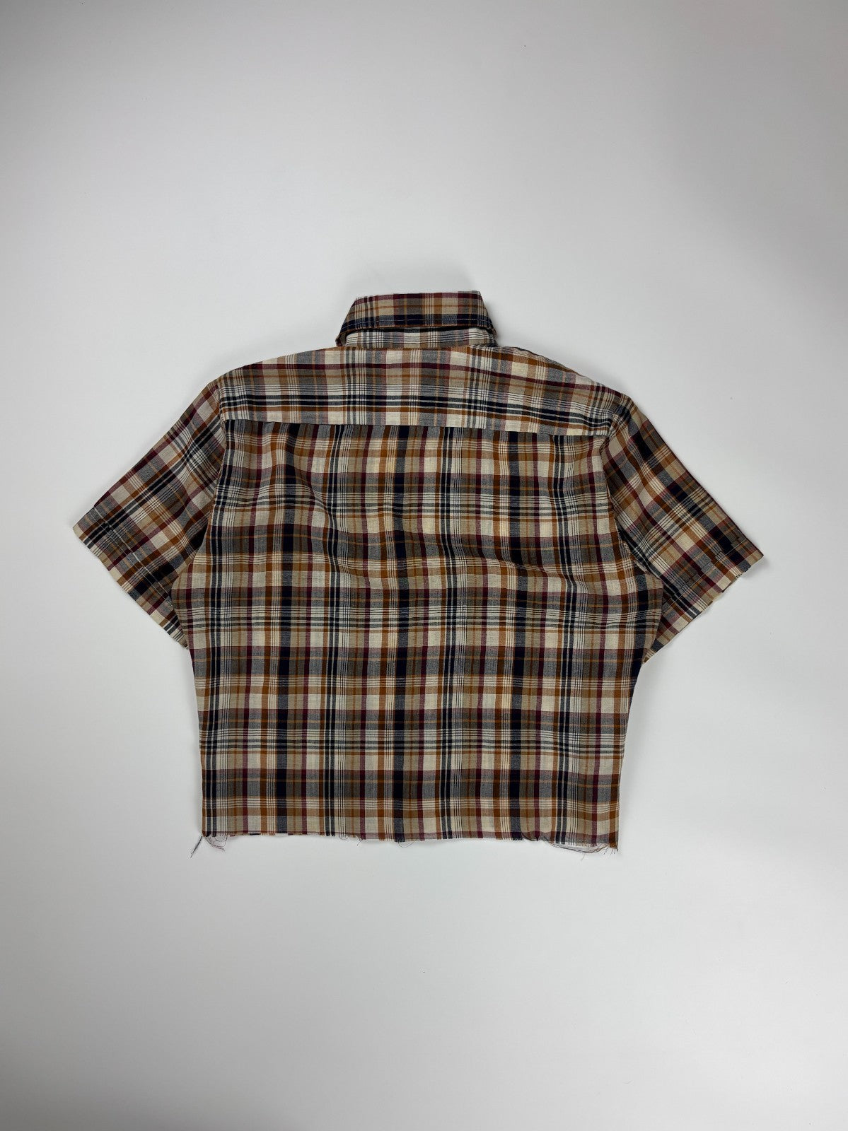 Vintage Plaid Cropped Button Up Shirt