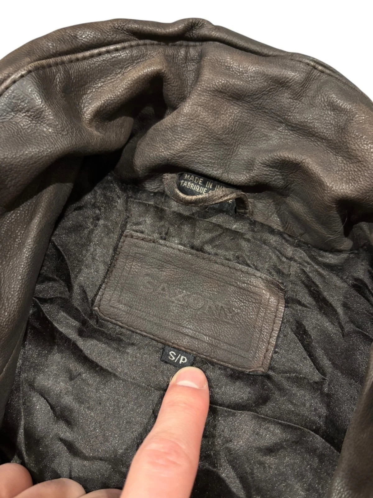 Vintage Saxony Dark Brown Leather Jacket - Size Small - Bomber Style Coat