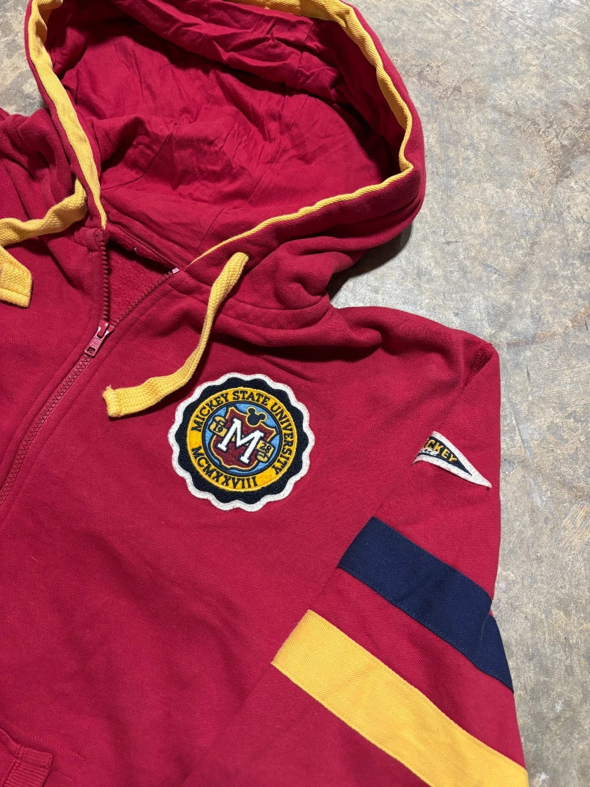 Vintage Mickey Mouse Zip Up Hoodie - Disney Land Sweater - Size Large - Red