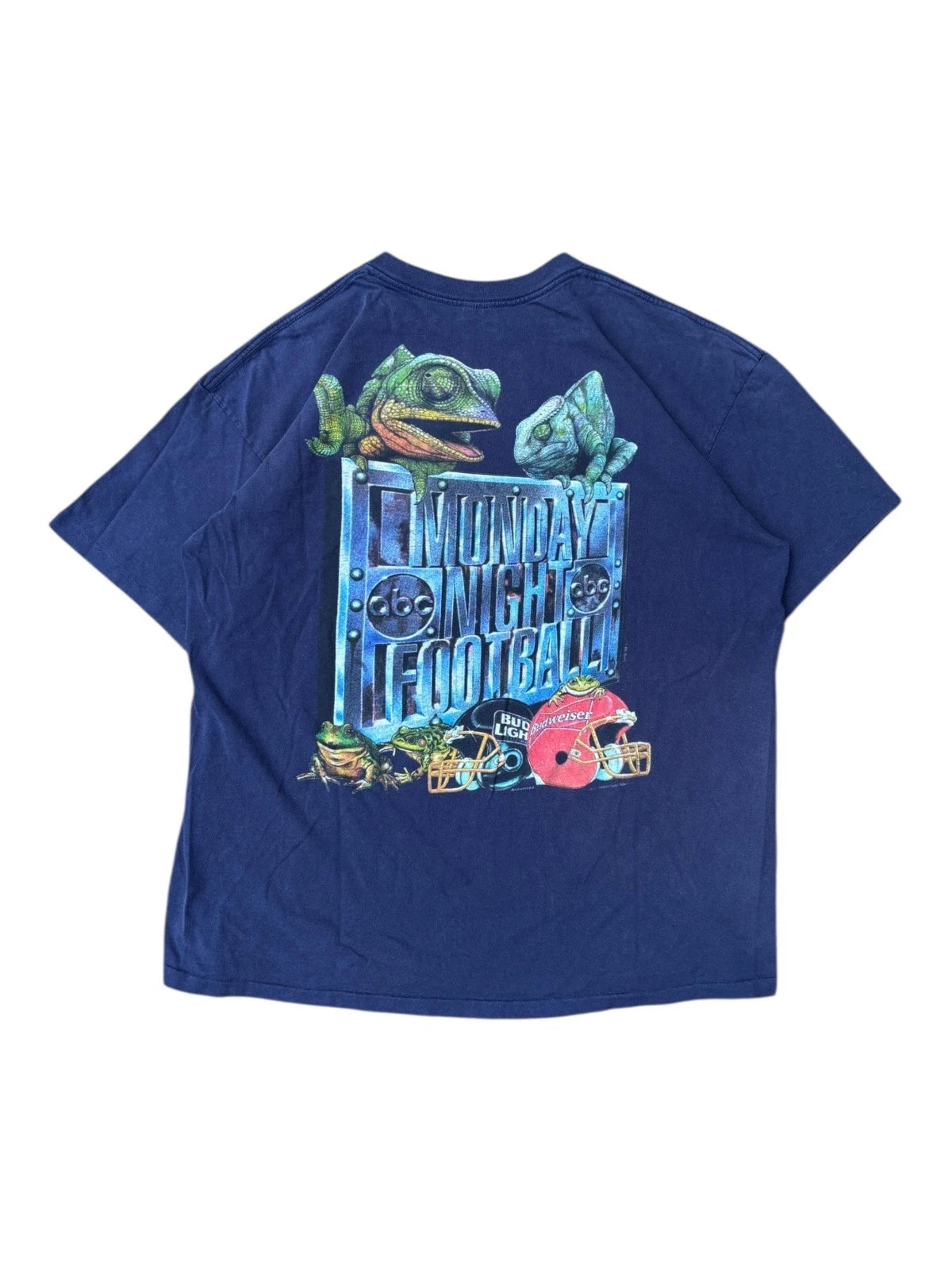 Vintage 1990s Budweiser Chameleon T Shirt - XXL - Blue - Football Tee