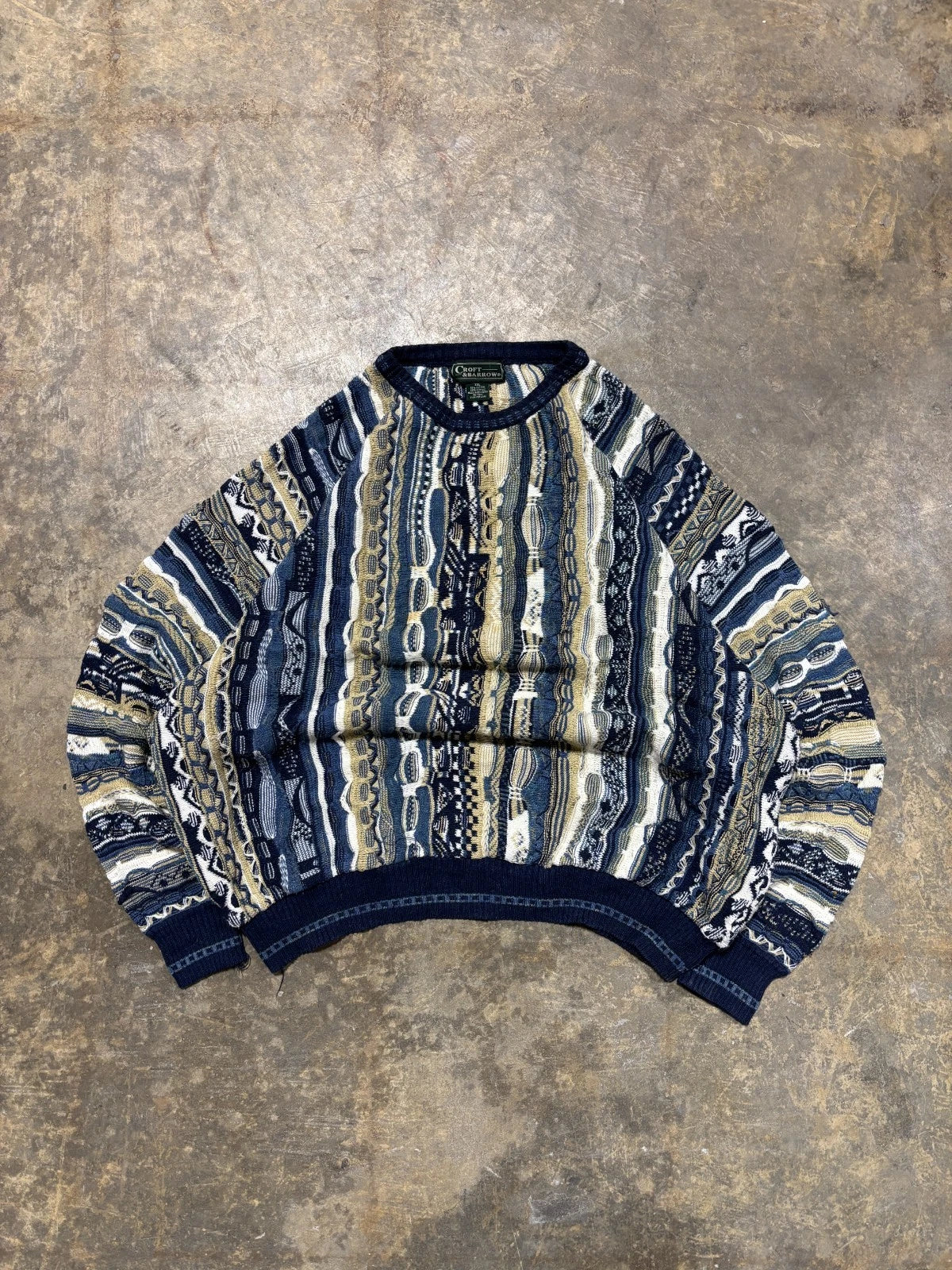 Vintage 3D Knit Pullover Sweater / Croft & Barrow / Size XXL / Multi Colour