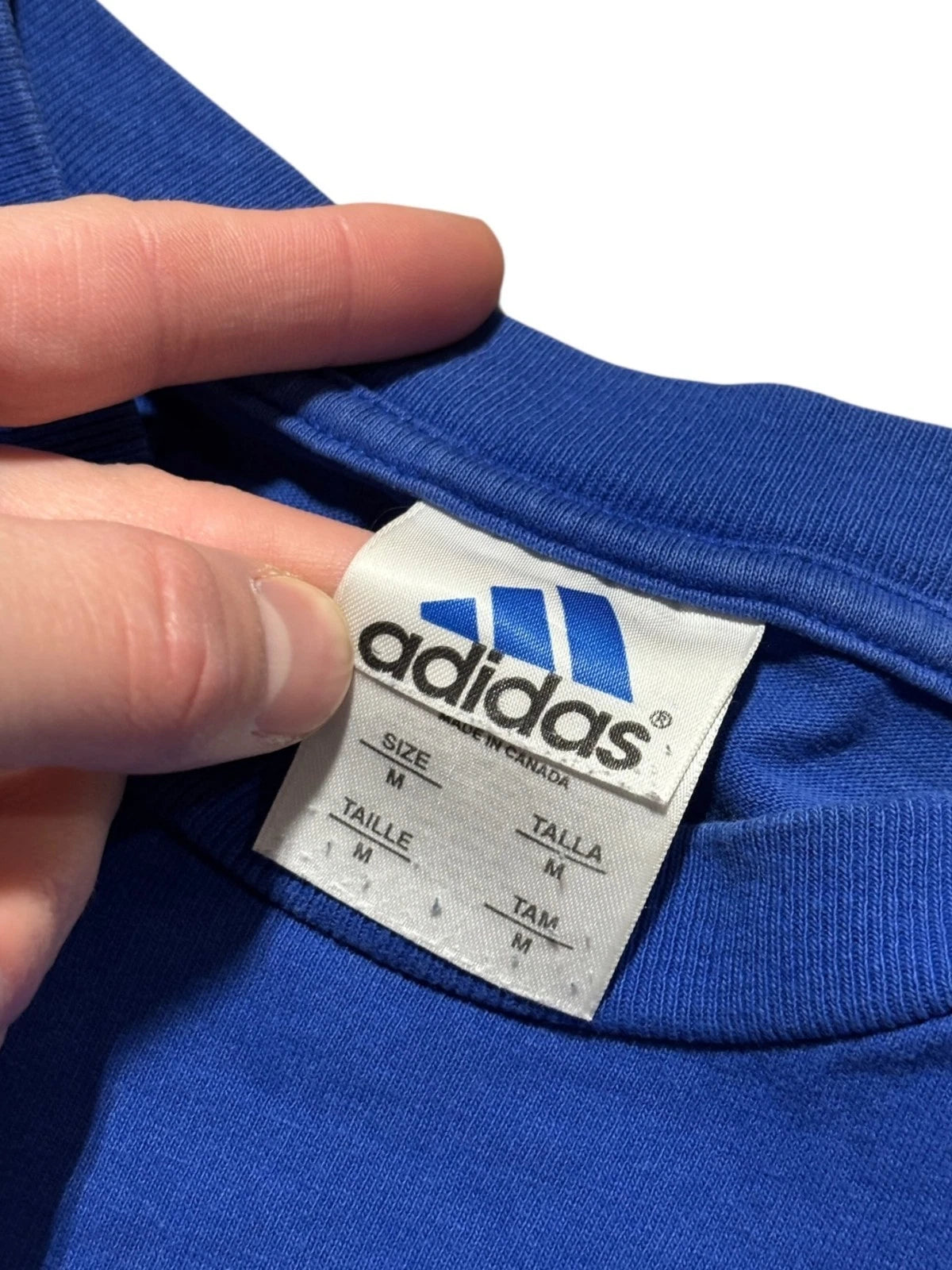 Vintage 1990s Adidas Graphic T Shirt - Medium - Blue