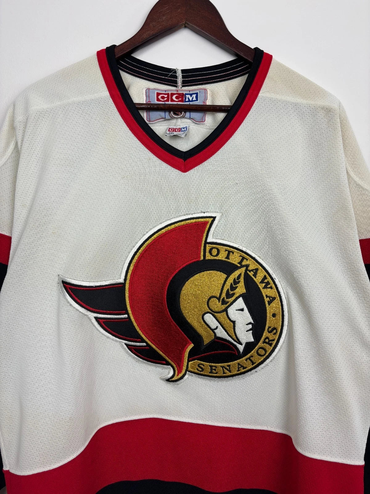 Vintage 1990s CCM Ottawa Senators Away Jersey - White - Size Medium - NHL Hockey