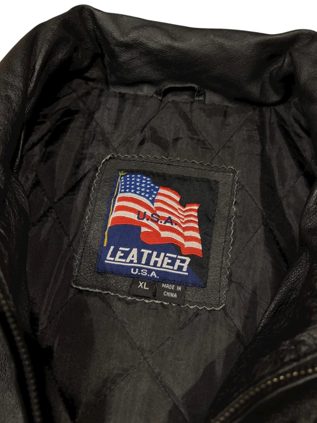 Vintage American Black Leather Jacket - XL - Insulated Bomber Coat