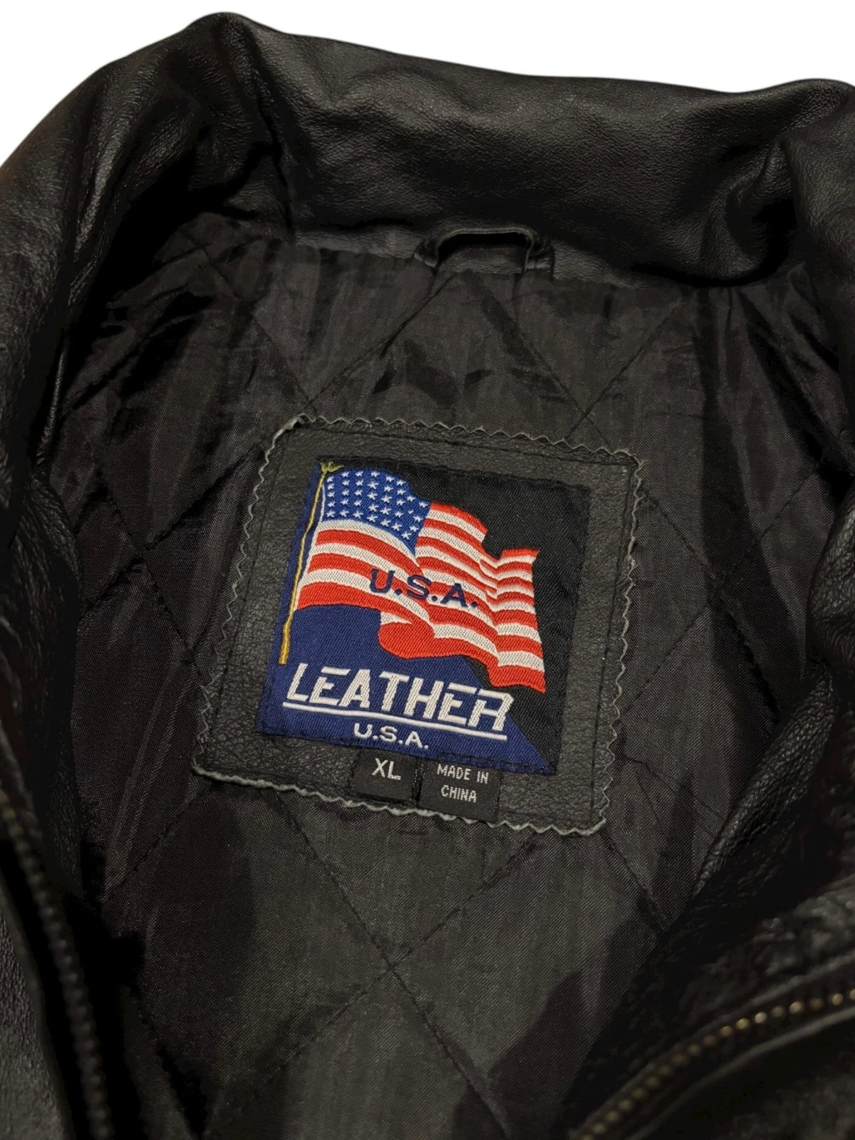 Vintage American Black Leather Jacket - XL - Insulated Bomber Coat