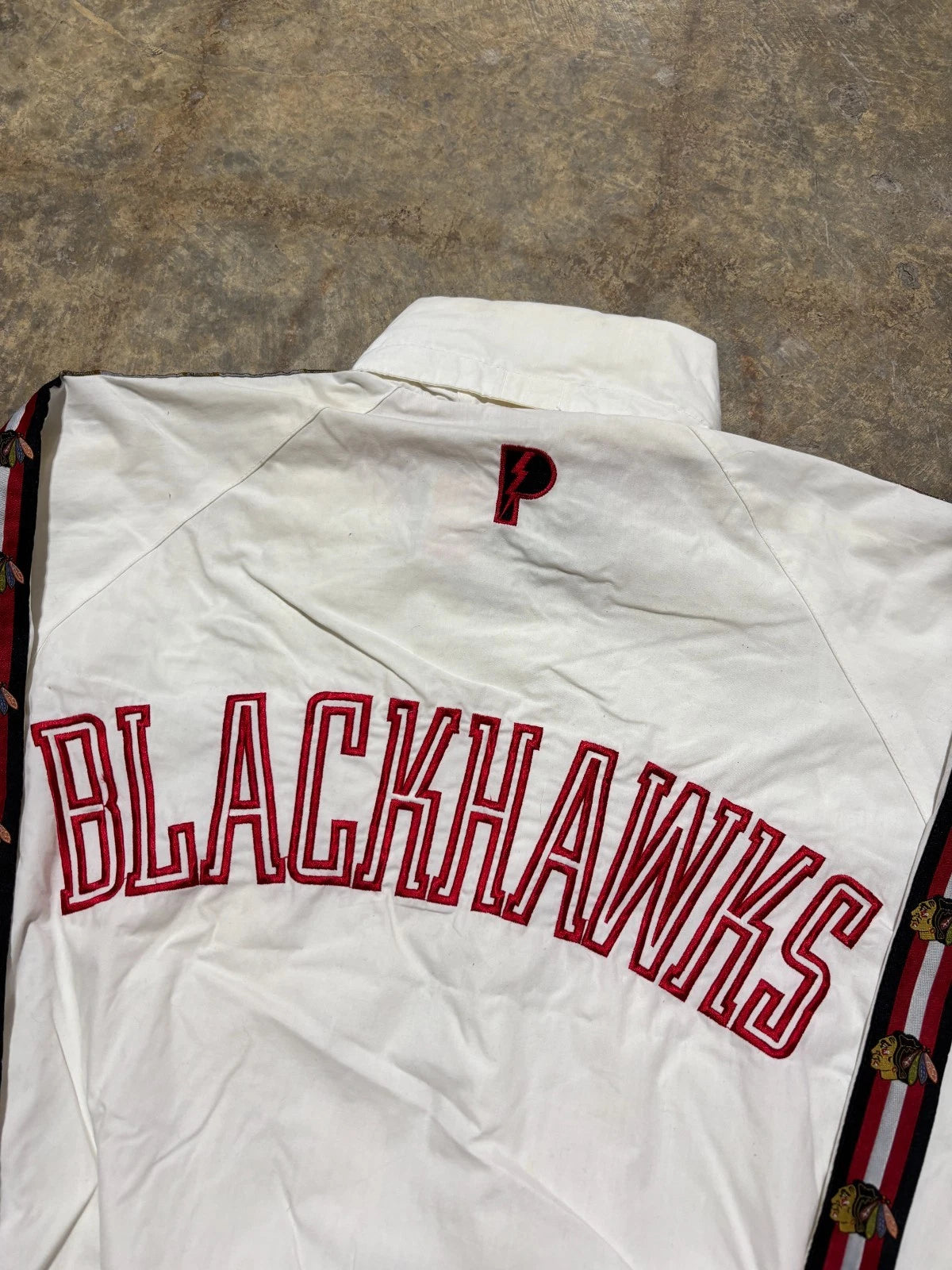 Vintage 1990s Chicago Blackhawks Jacket / Pro Player Zip Up / NHL Hockey / White