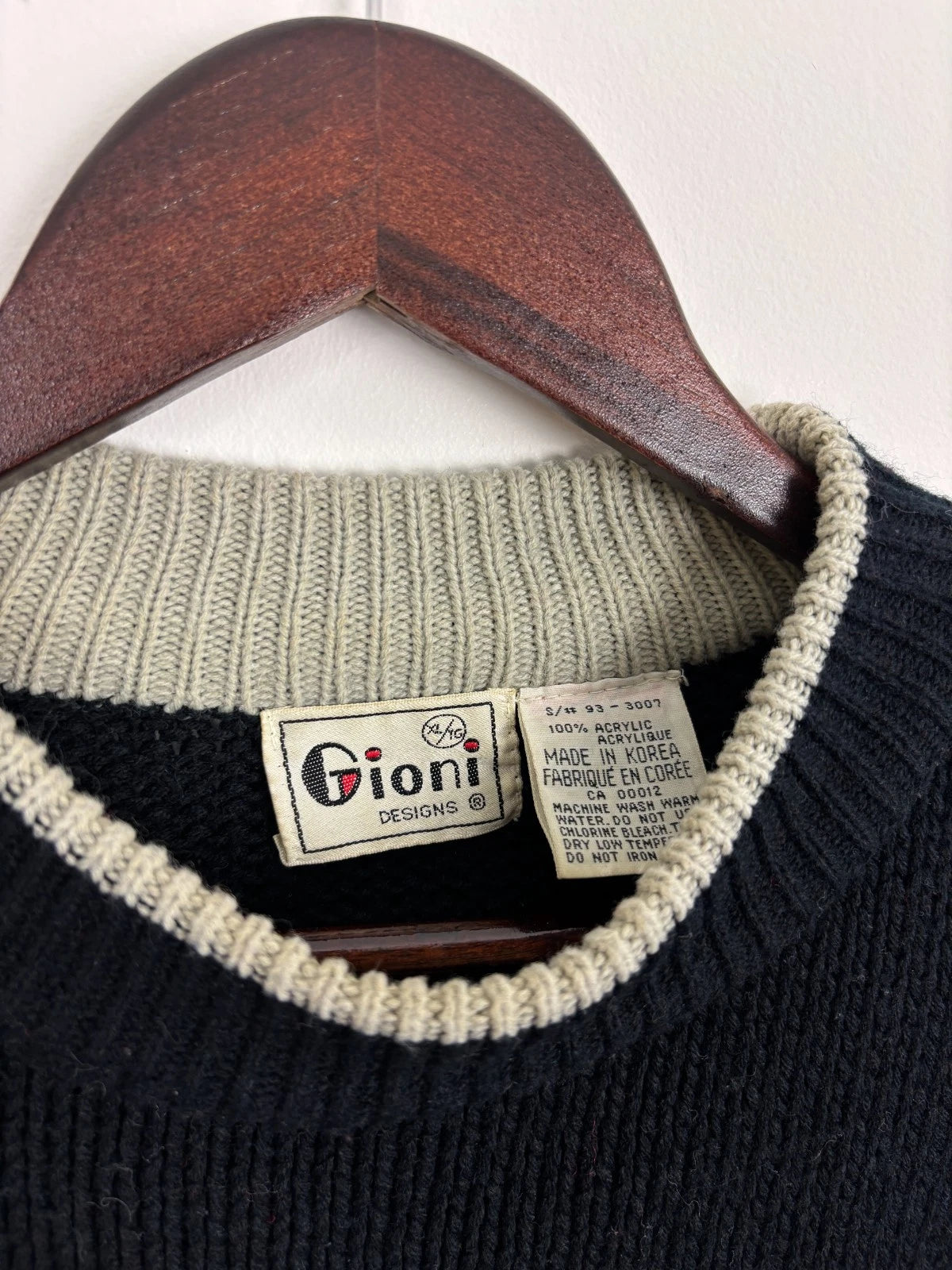Vintage 1990s Black Gioni Chunky Cable Knit Sweater - Size XL