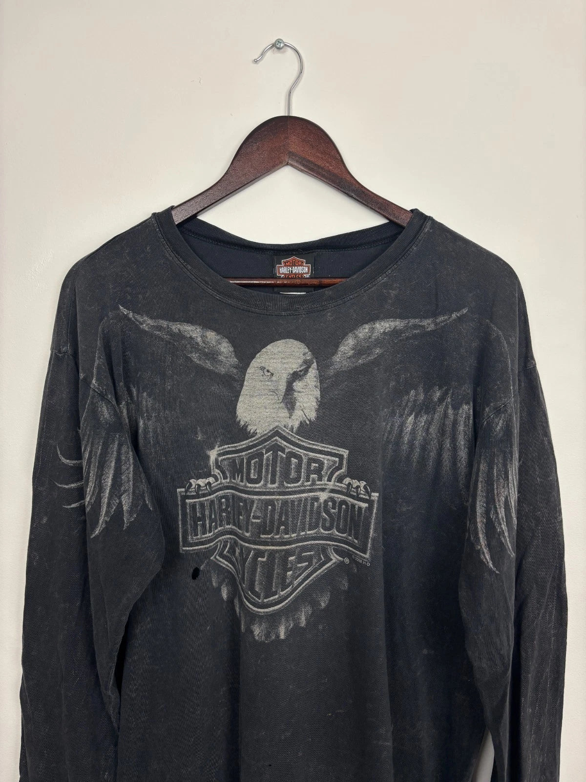 Vintage Y2K Harley Davidson Eagle Long Sleeve Shirt - Black - Size Large
