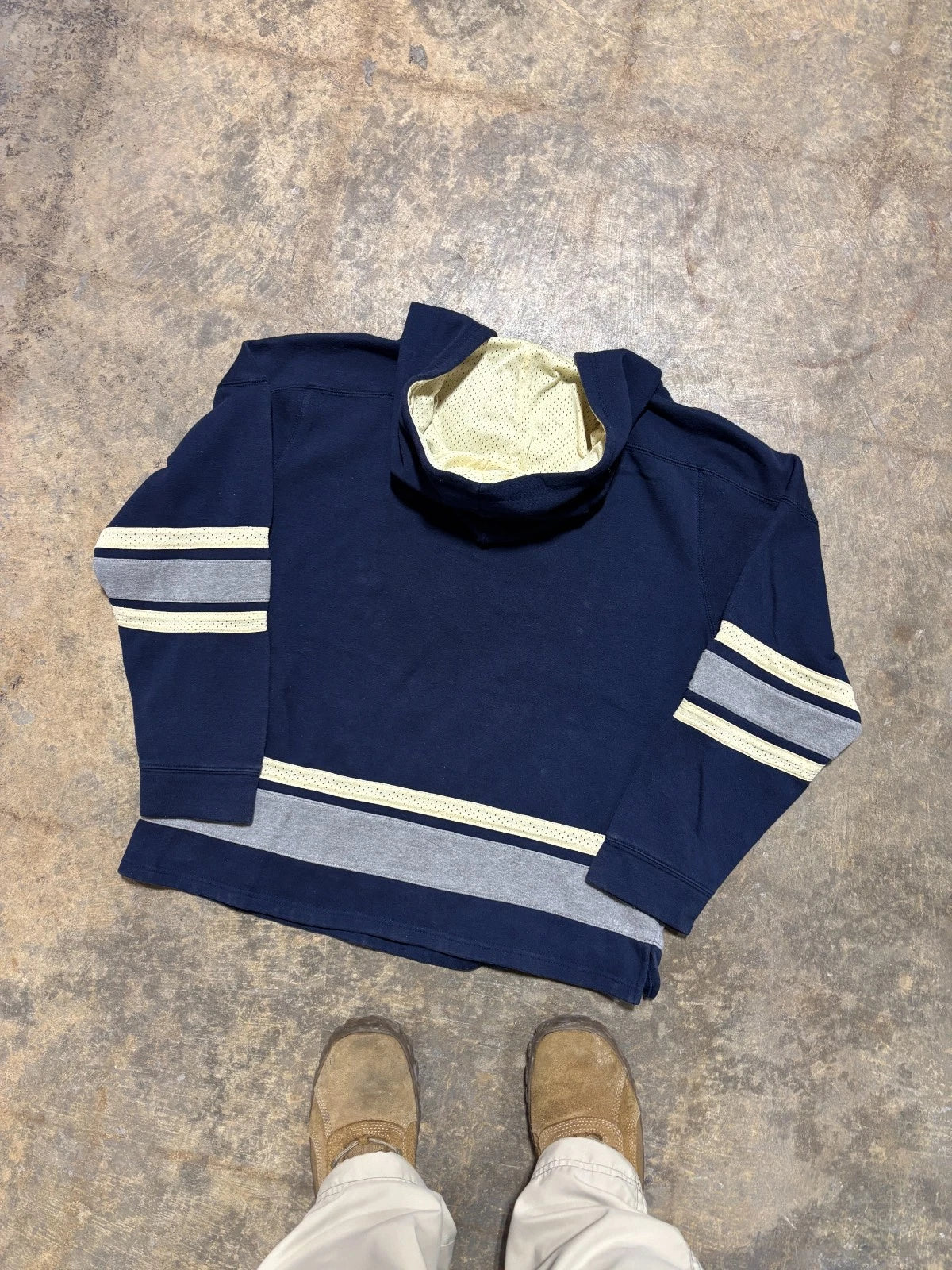 Vintage Notre Dame Hockey Hoodie - Navy Blue Pullover Sweater - Size Large