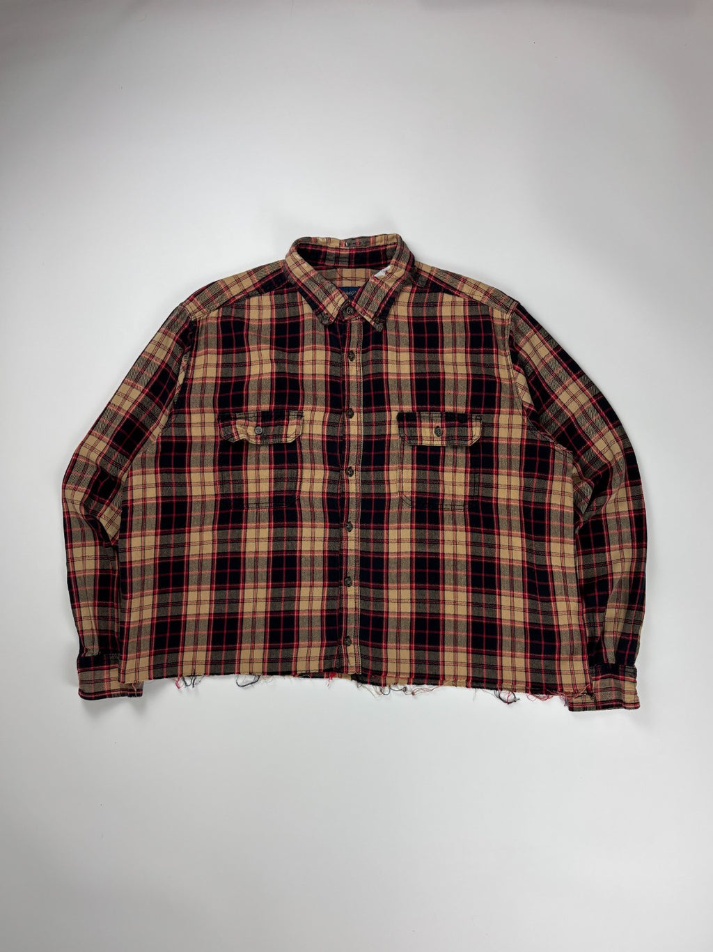 Vintage Faded Glory Plaid Cropped Button Up Shirt