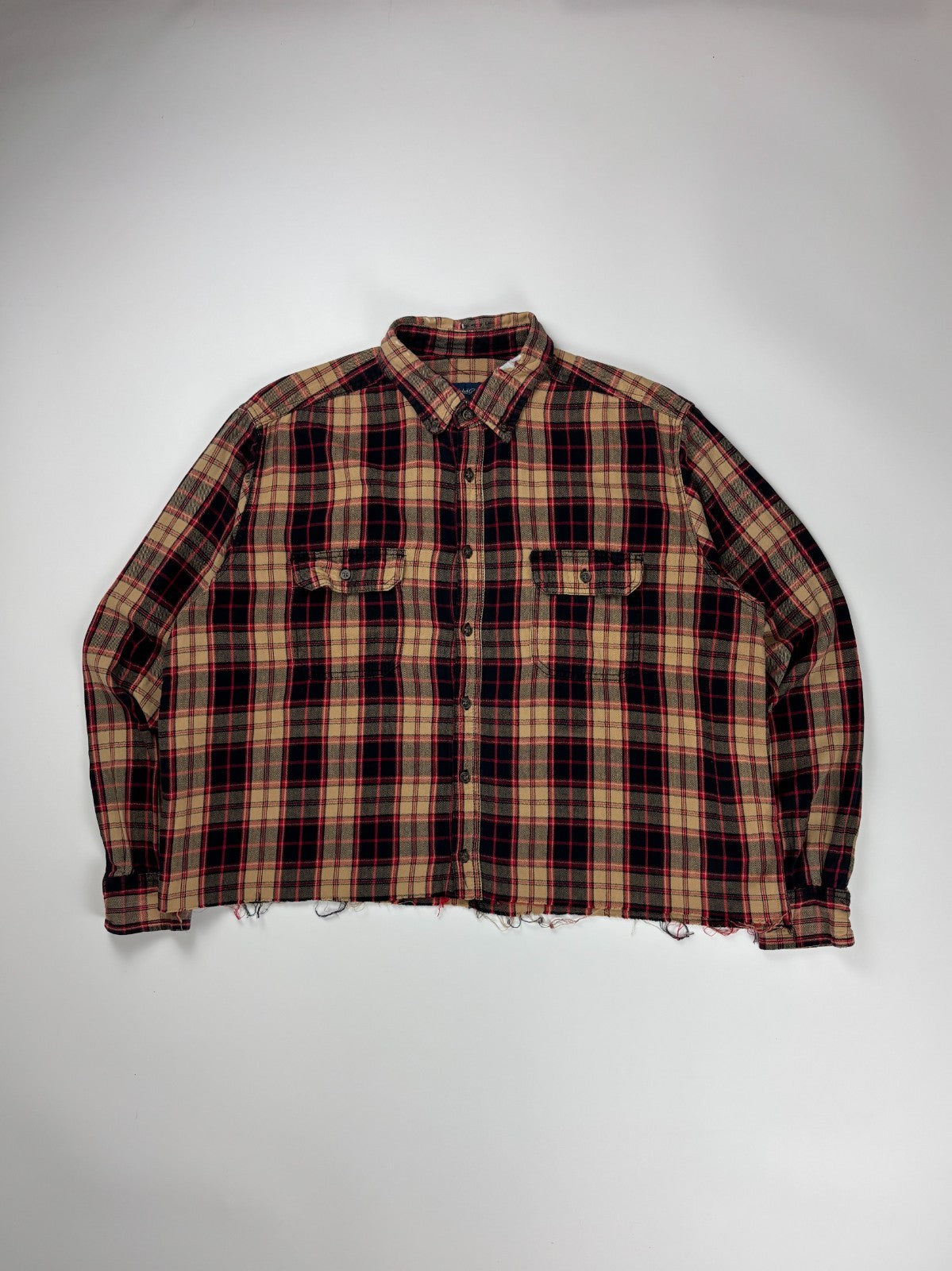 Vintage Faded Glory Plaid Cropped Button Up Shirt